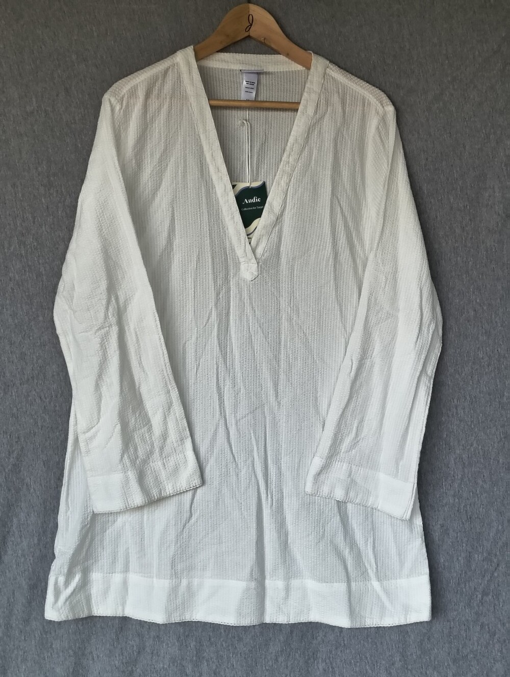 Andie Swim Paula Tunic Cover‑Up – Egret – Size M – NWT